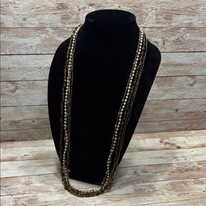 Premier Designs Multi-Strand Brown and Cream Necklace
